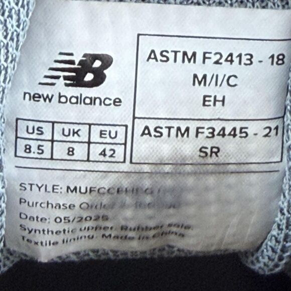 New Balance Fresh Foam Toe Protect Shoes Mens Size 8.5 Black Work MUFCCCH1 NG